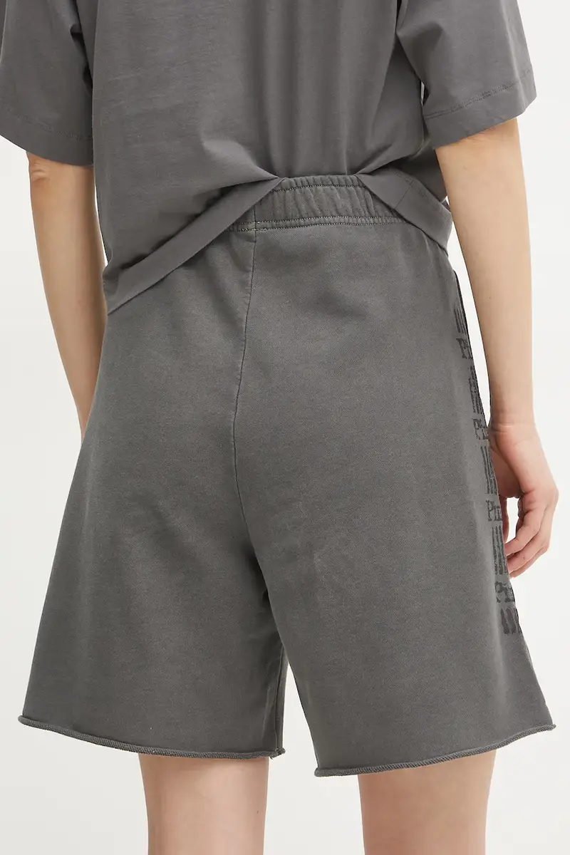 pantaloncini in cotone donna colore grigio 104619 A2CV miniatura 3