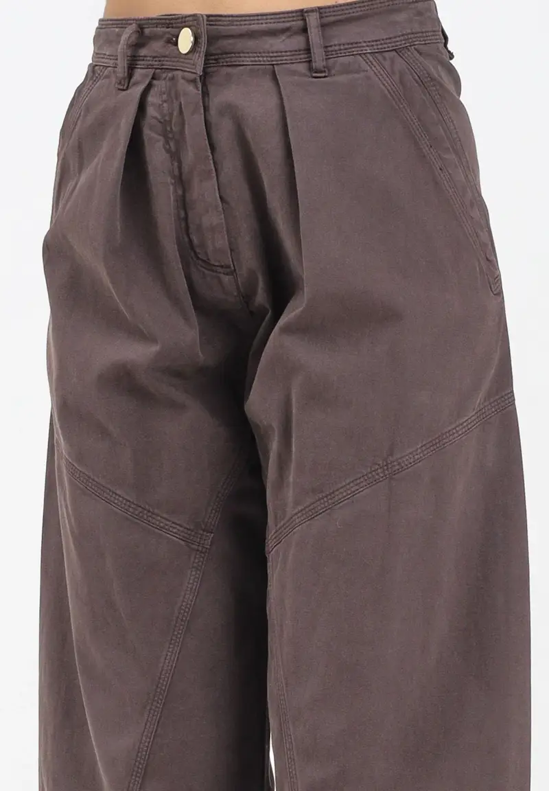 Pantalone balloon-fit marrone da donna miniatura 3