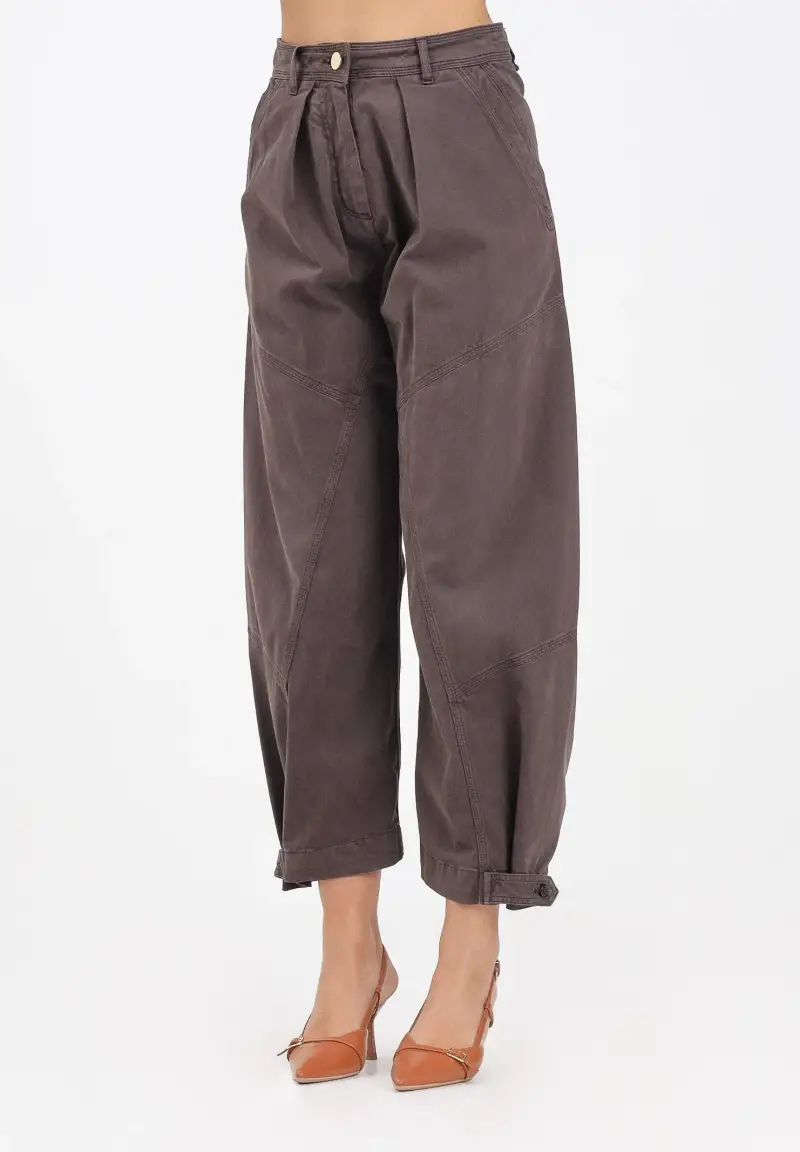 Pantalone balloon-fit marrone da donna