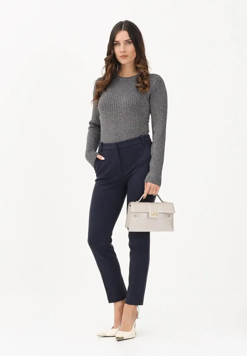 Pantalone blu da donna a sigaretta miniatura 2