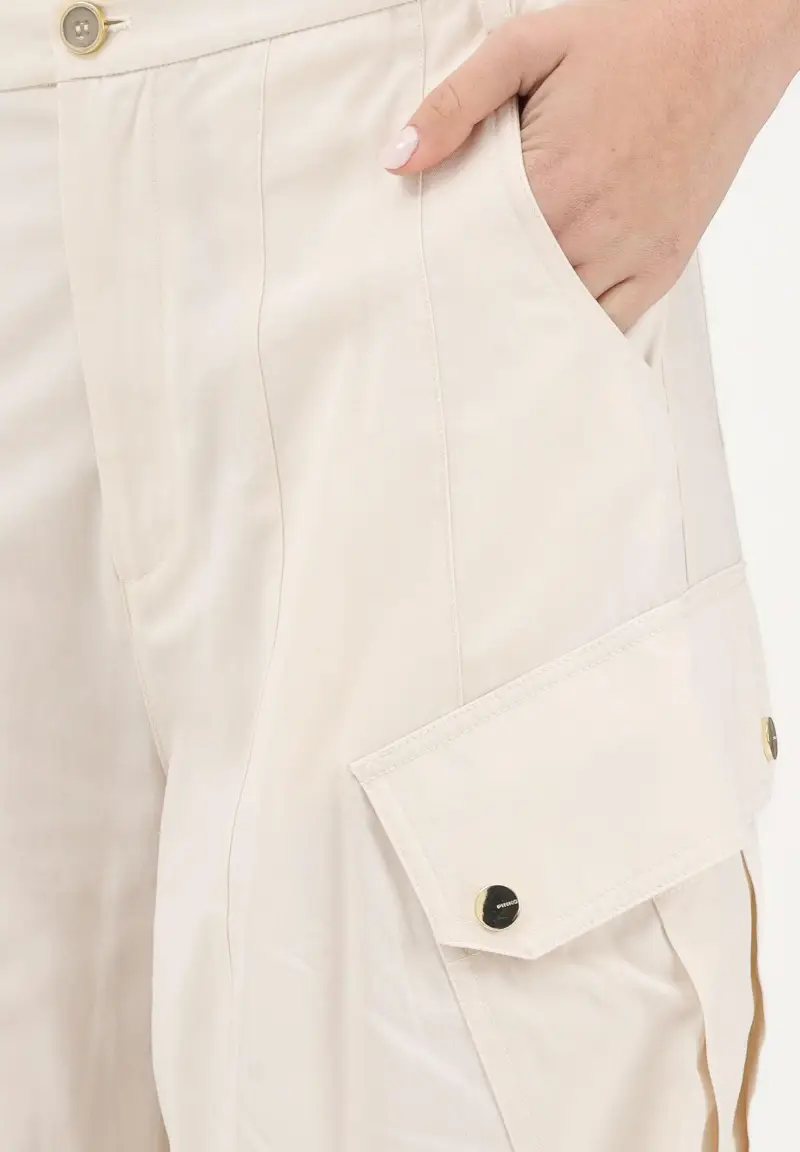 Pantalone cargo beige da donna miniatura 3