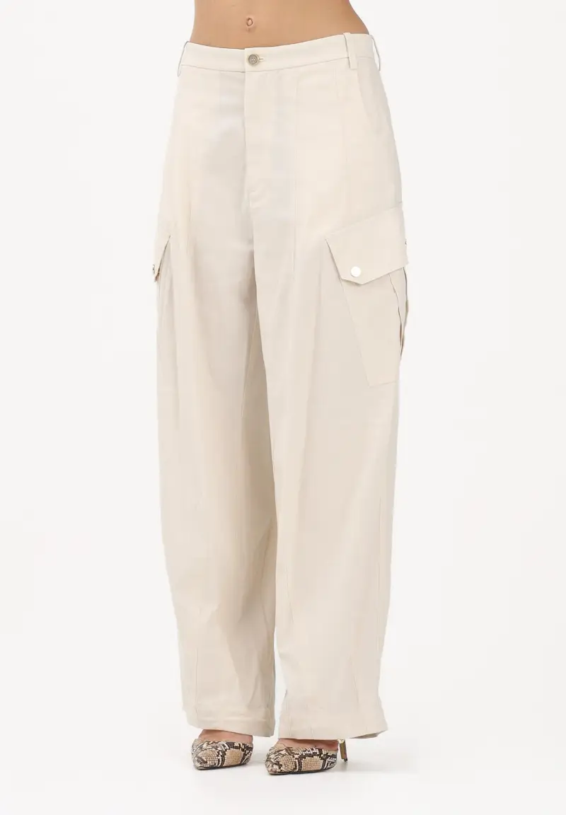 Pantalone cargo beige da donna