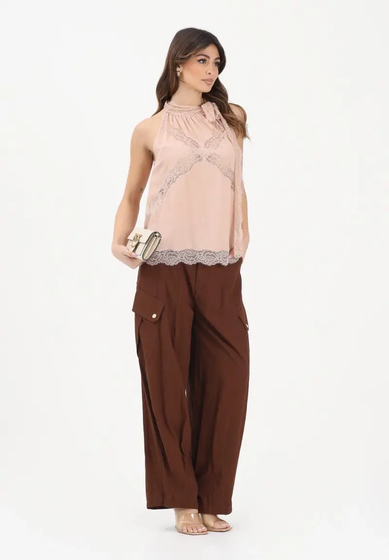 Pantalone cargo marrone da donna miniatura 2