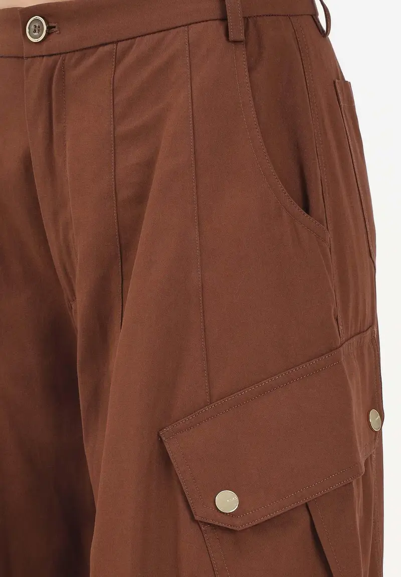 Pantalone cargo marrone da donna miniatura 3