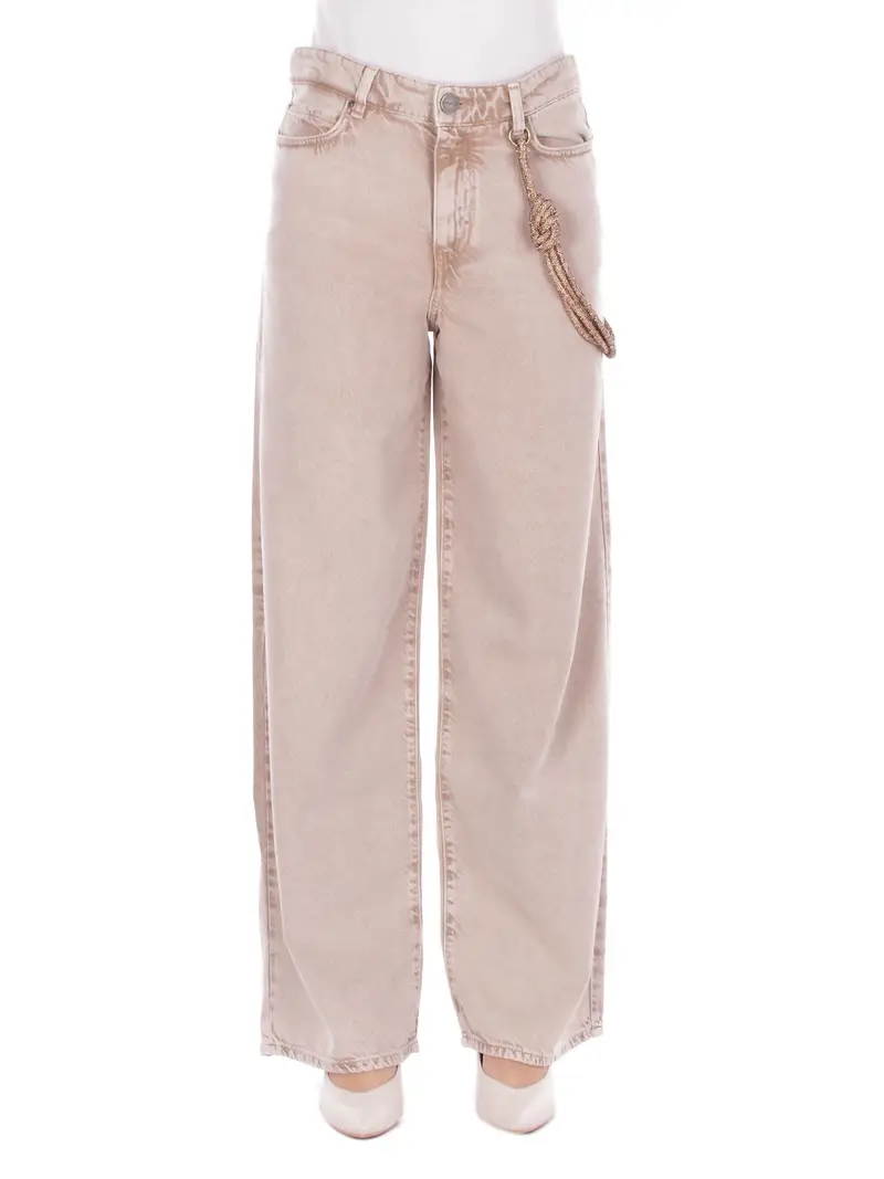 Pantalone Donna PINKO Beige Lauryn loose bull slegato