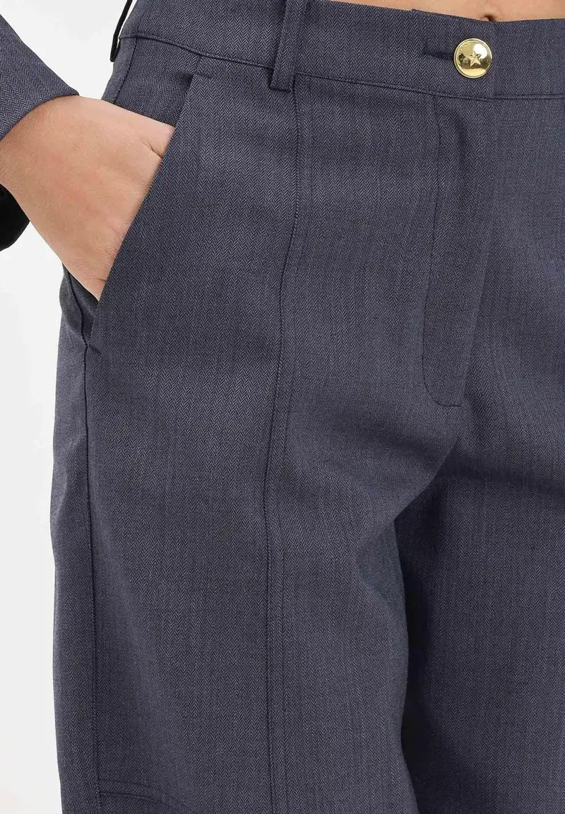 Pantalone elegante blu da donna miniatura 3