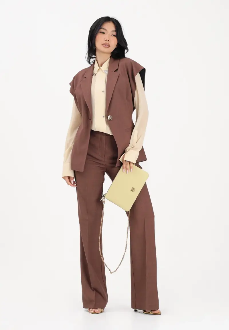 Pantalone elegante marrone da donna miniatura 2