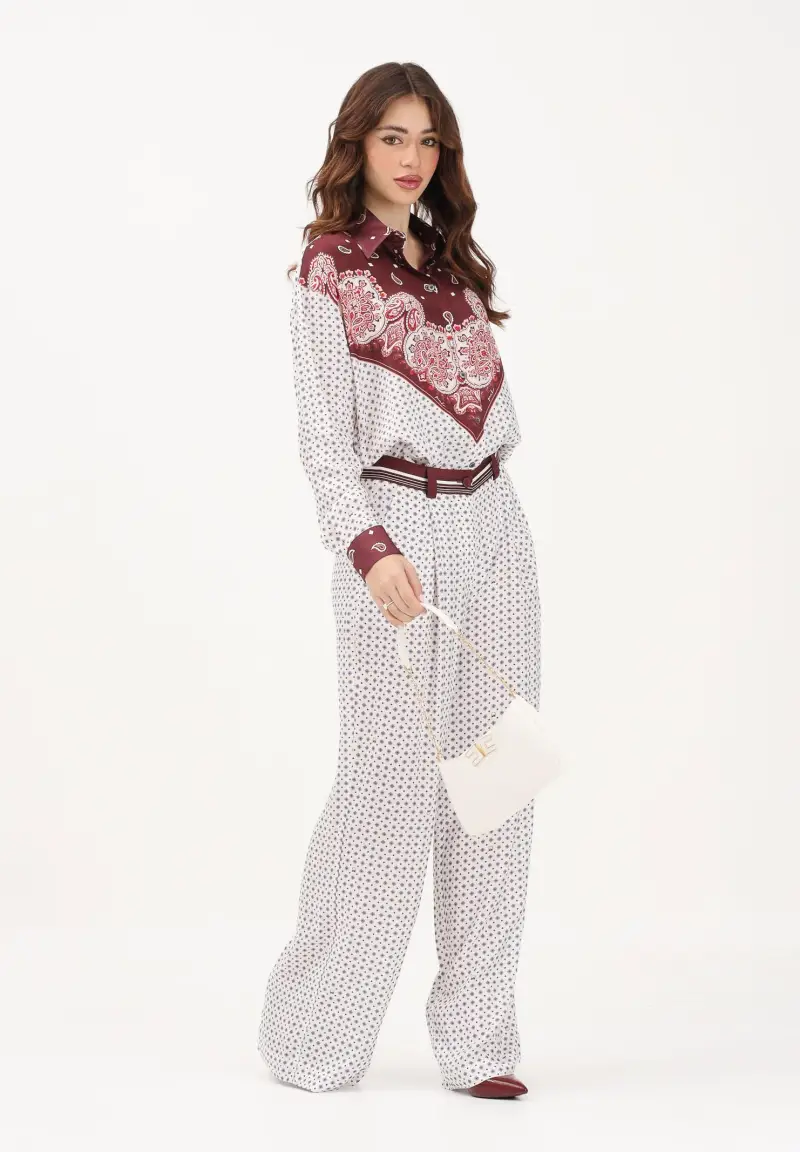 Pantalone elegante RUTH bianco da donna con motivo cravatteria miniatura 2