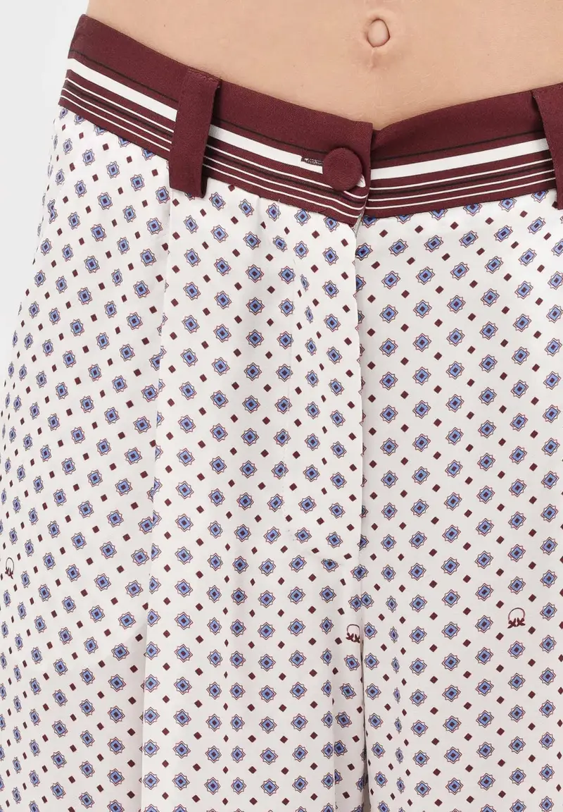 Pantalone elegante RUTH bianco da donna con motivo cravatteria miniatura 3