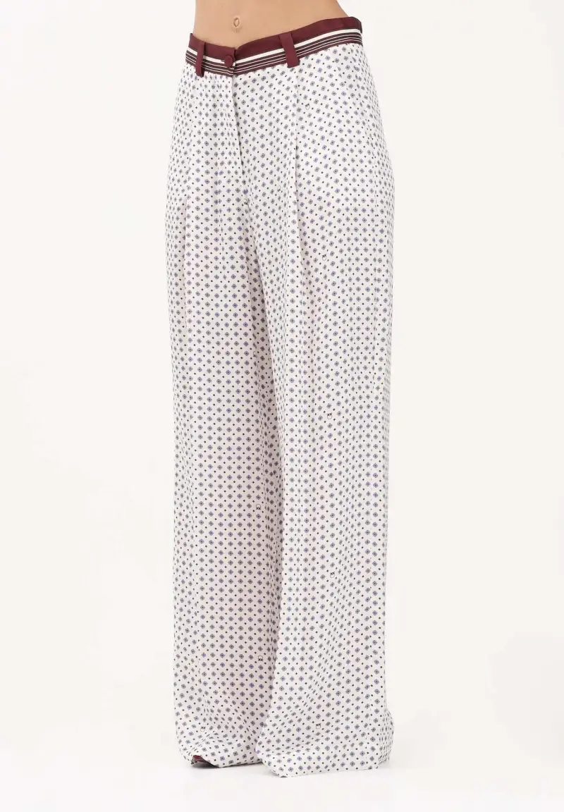 Pantalone elegante RUTH bianco da donna con motivo cravatteria