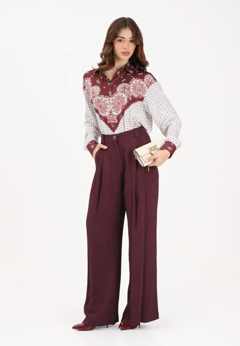 Pantalone elegante RUTH bordeaux da donna miniatura 2