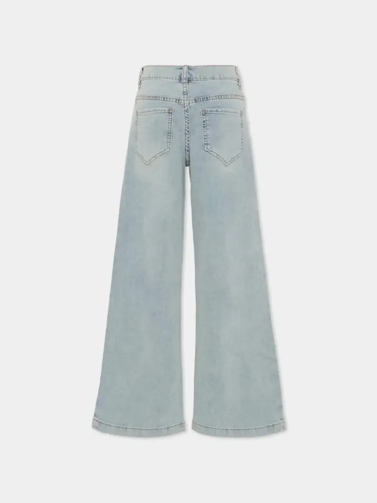 pantalone in denim bambina logo con strass sui lati miniatura 2