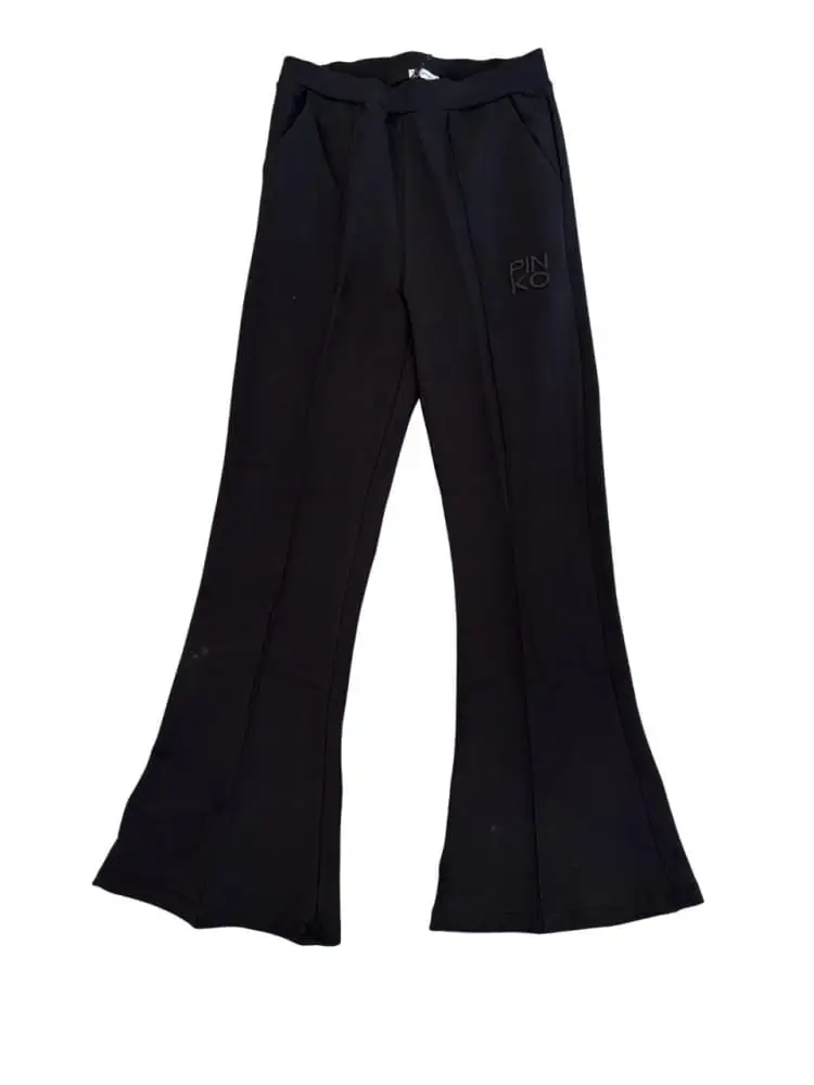 pantalone nero bambina logo sul lato