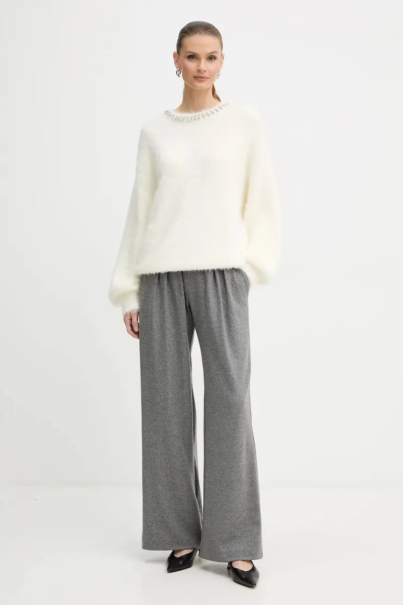 pantaloni con lana colore grigio 106118 A2ZU miniatura 2