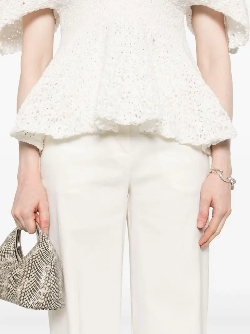 Pantaloni con piega in lino stretch jacopone Bianco miniatura 3