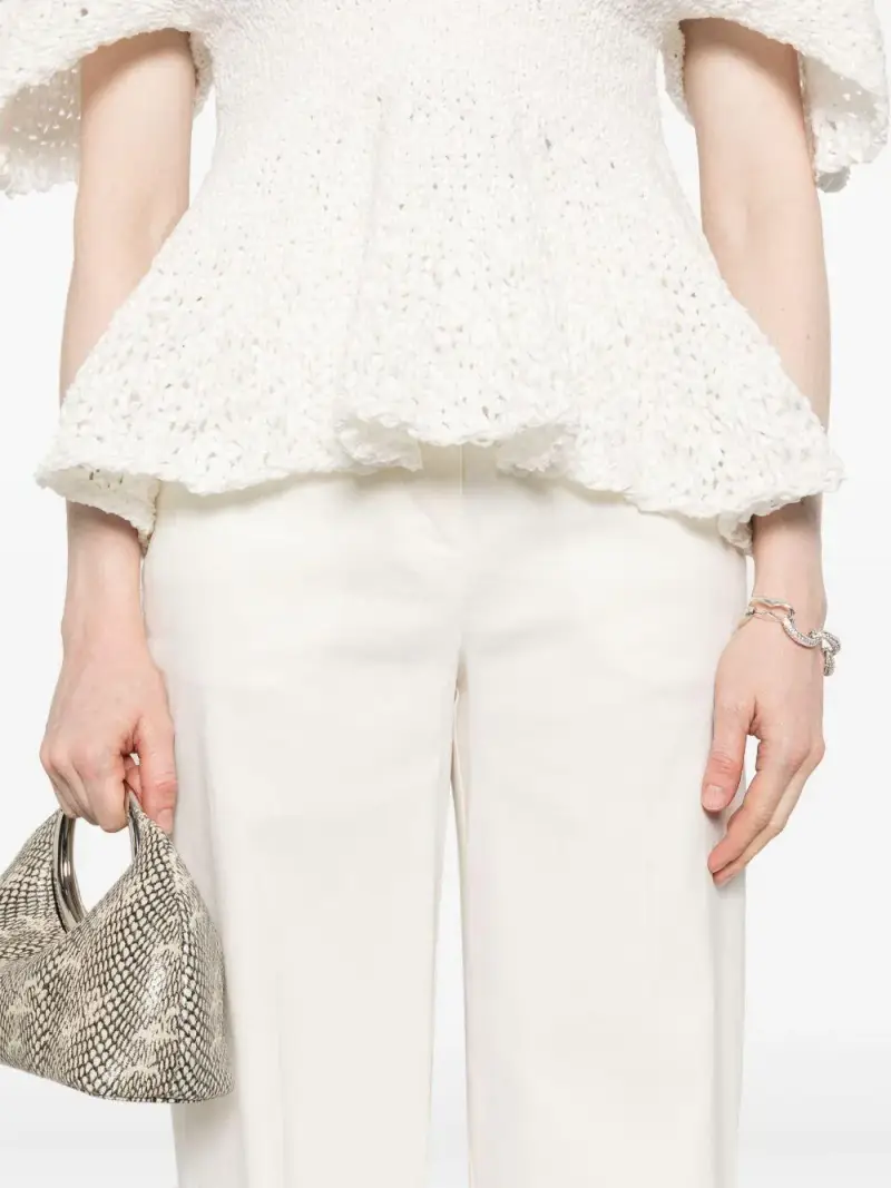 Pantaloni con piega in lino stretch jacopone Bianco miniatura 3