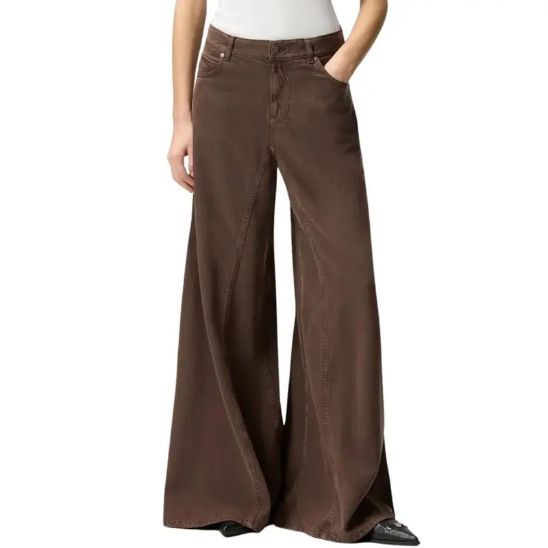 pantaloni da donna winona bull in denim a gamba larga marrone