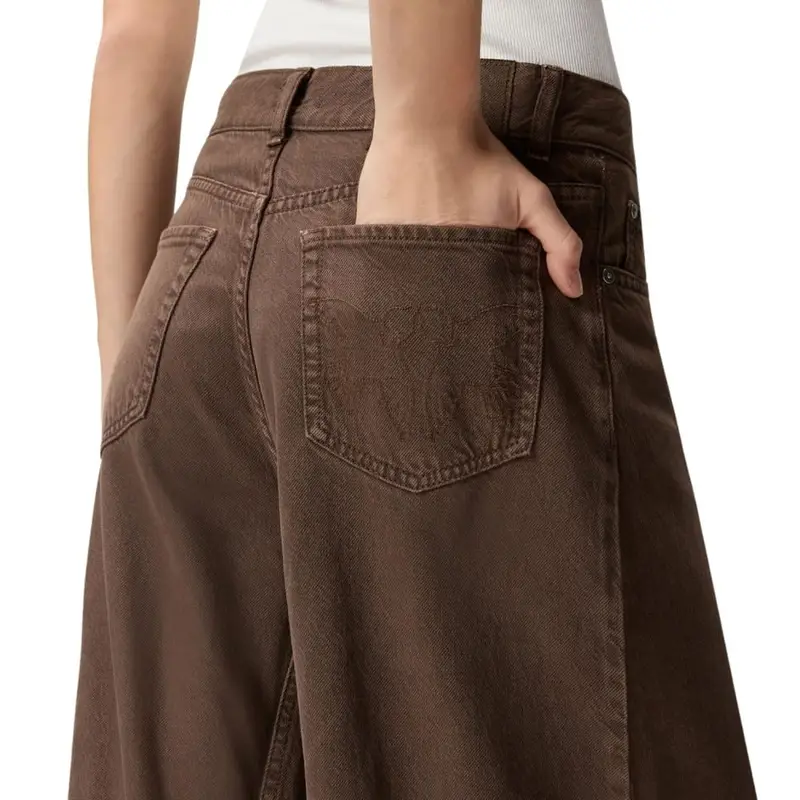 pantaloni da donna winona bull in denim a gamba larga marrone miniatura 4