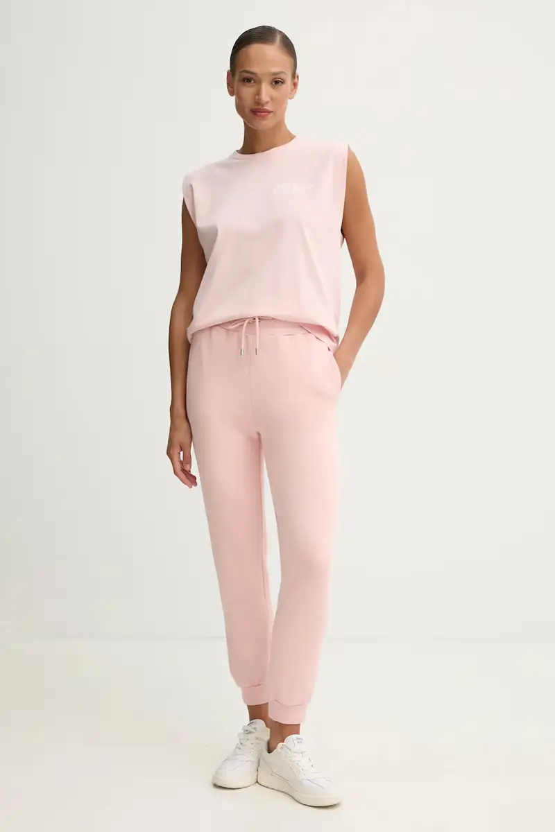 pantaloni della tuta di cotone colore rosa 100371 A2BZ miniatura 2