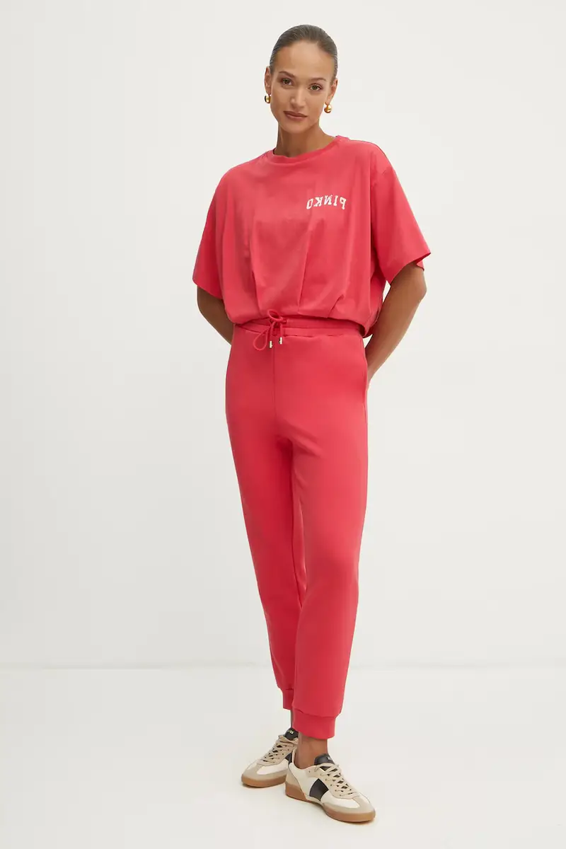 pantaloni della tuta di cotone colore rosso 100371 A2BZ miniatura 2