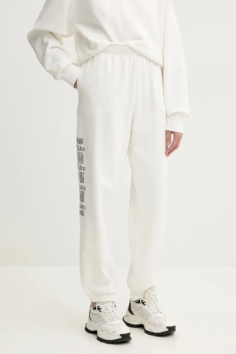 pantaloni della tuta di cotone donna colore bianco 104790 A2CV