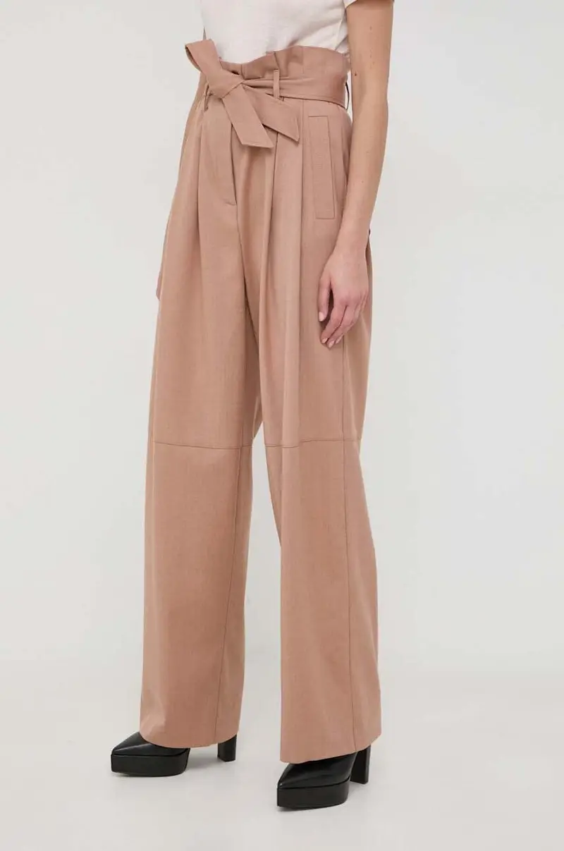 pantaloni in lana colore beige