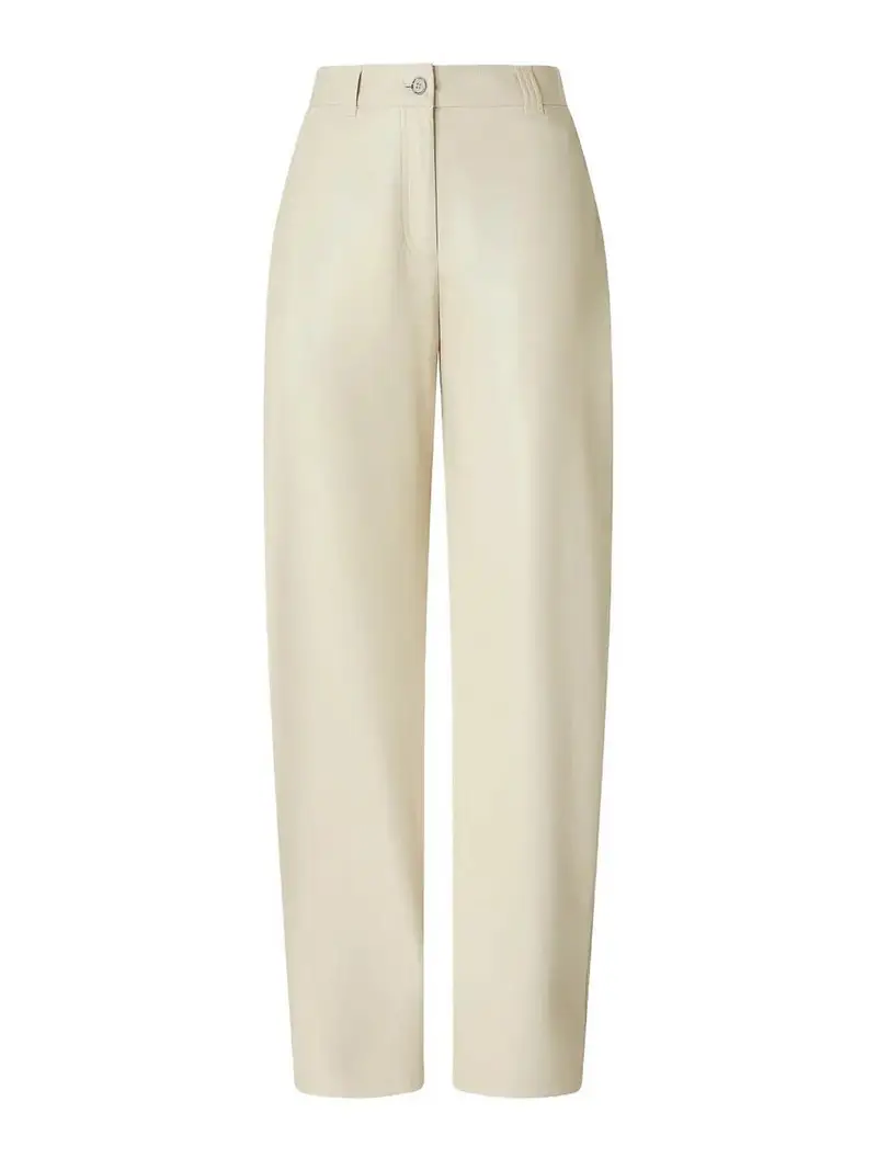Pantaloni in pelle finto Beige Chiaro