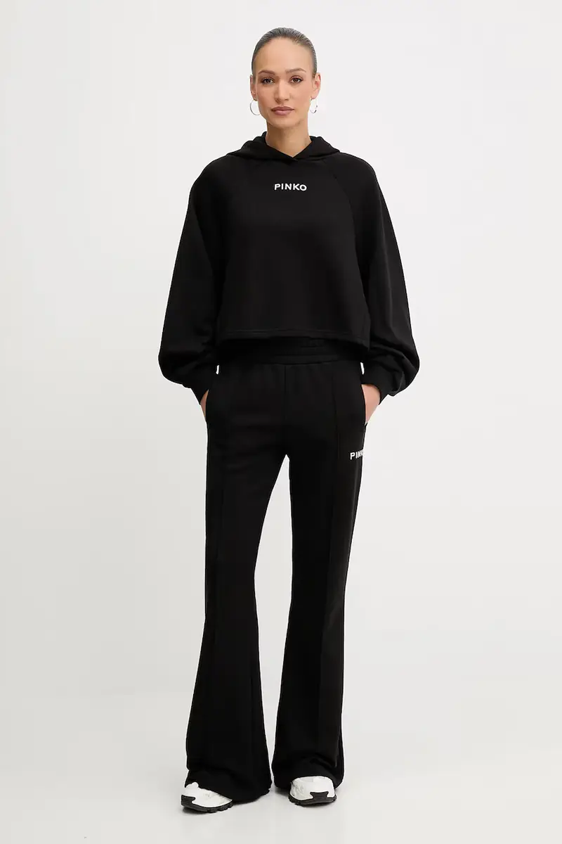 pantaloni tuta di cotone donna colore nero con applicazione 105724 A2UR miniatura 2