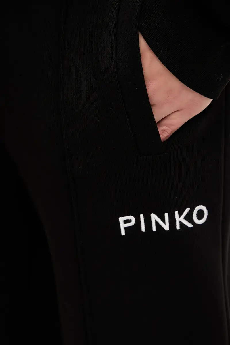 pantaloni tuta di cotone donna colore nero con applicazione 105724 A2UR miniatura 4