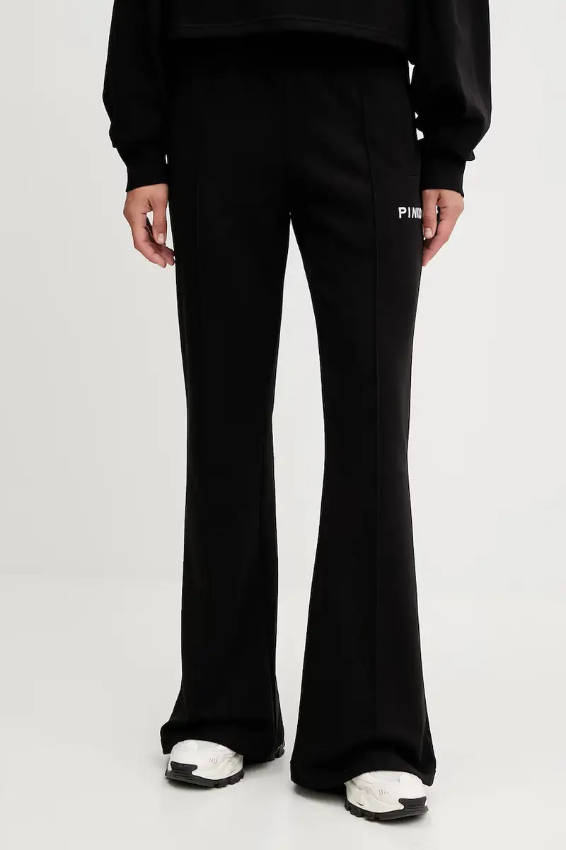 pantaloni tuta di cotone donna colore nero con applicazione 105724 A2UR