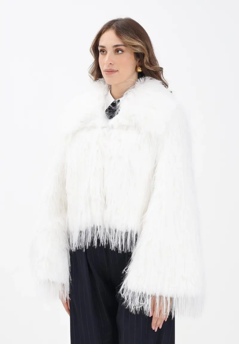 Pelliccia caban bianca da donna