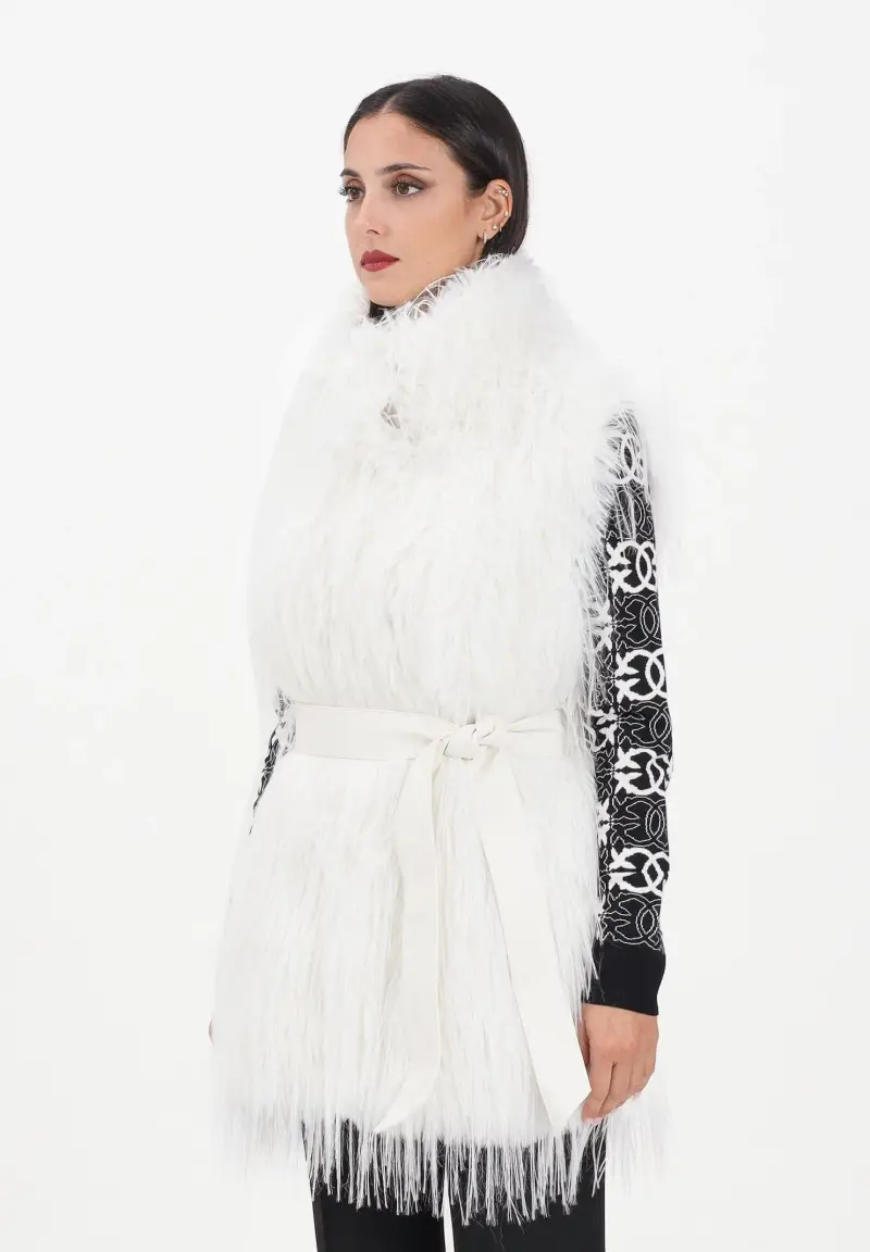 Pelliccia smanicata bianca da donna