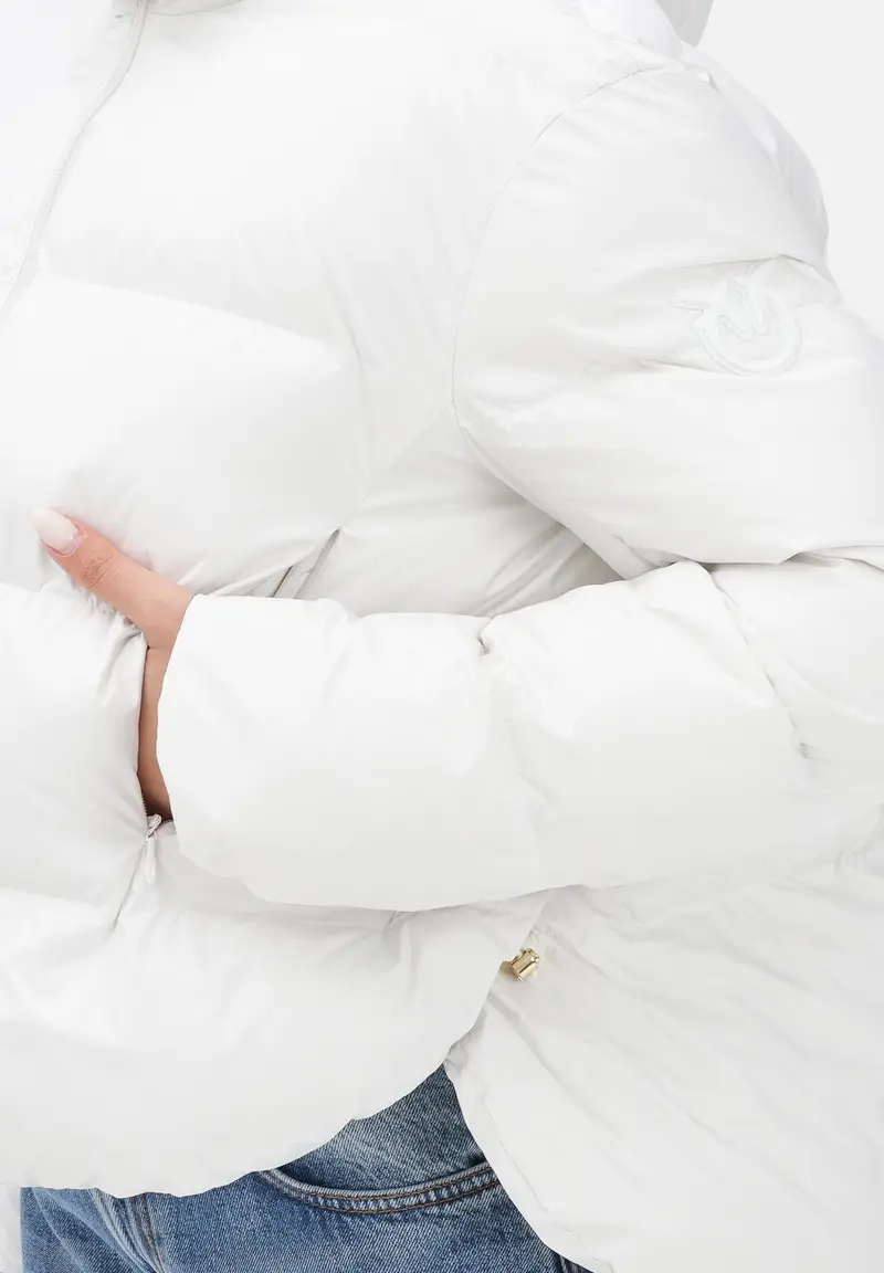 PINKO Piumino bianco da donna con logo miniatura 2