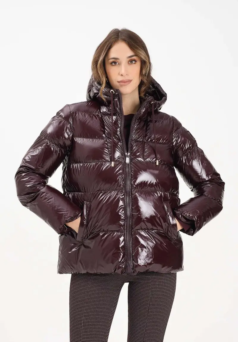 Piumino imbottito bordeaux da donna miniatura 2