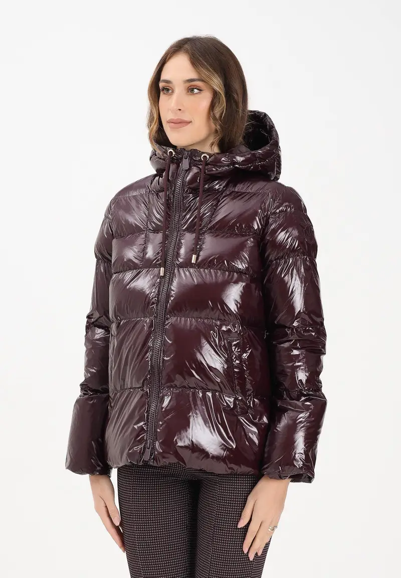 Piumino imbottito bordeaux da donna