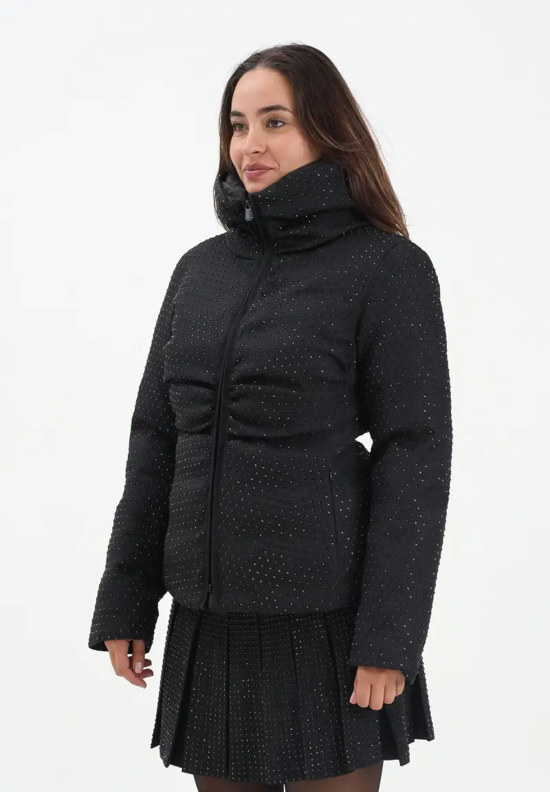 Piumino nero da donna full strass