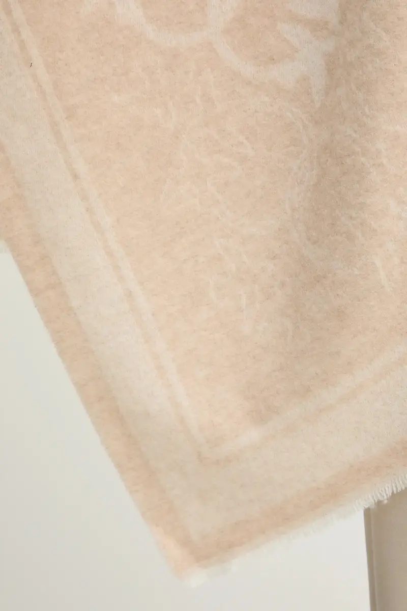 poncho con lana colore beige 105965 A2ZI miniatura 5