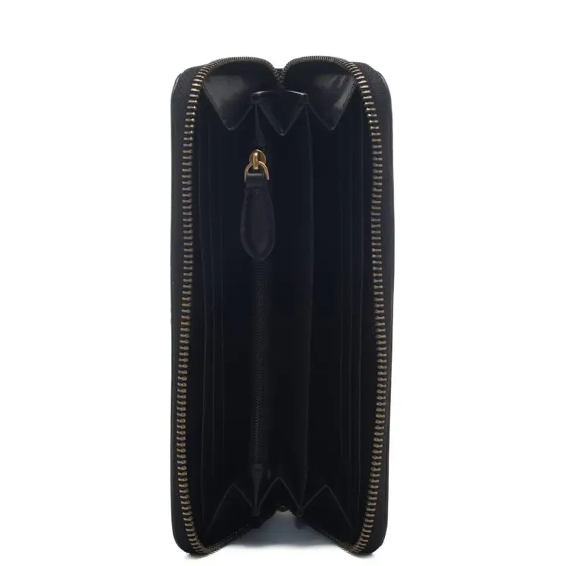 Pinko portafoglio donna grande con cerniera integrale zip-around in pelle liscia nera miniatura 3