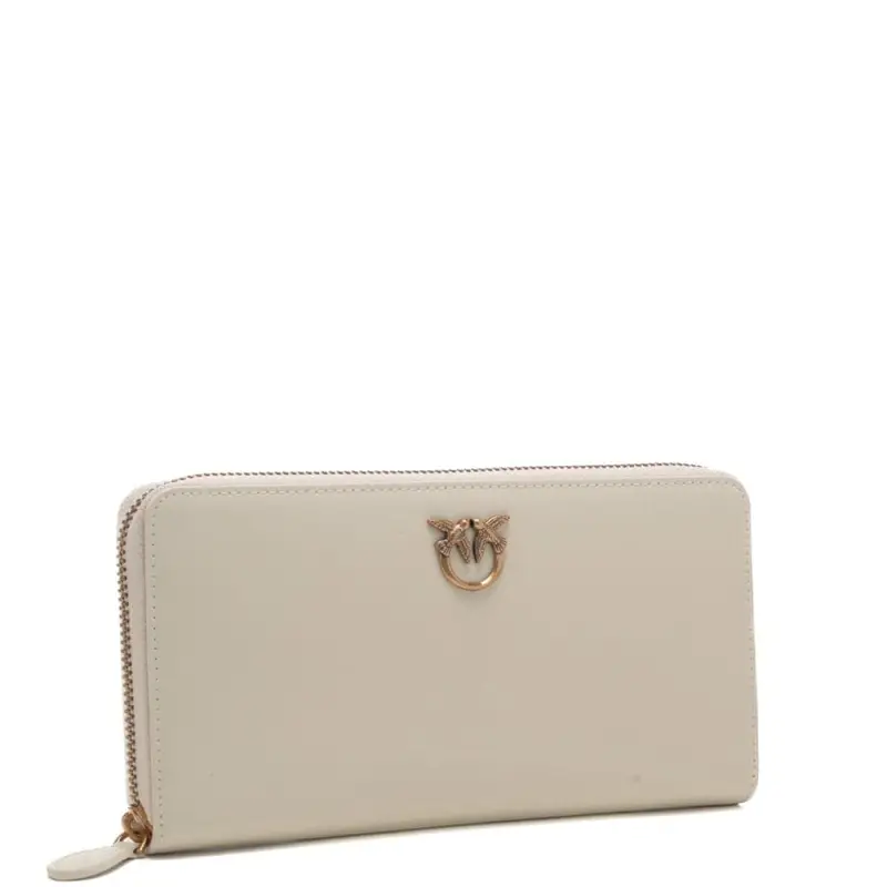portafoglio grande chiusura con cerniera integrale e logo love birds avorio e oro miniatura 2