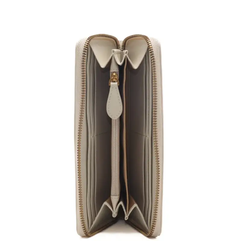 portafoglio grande chiusura con cerniera integrale e logo love birds avorio e oro miniatura 3