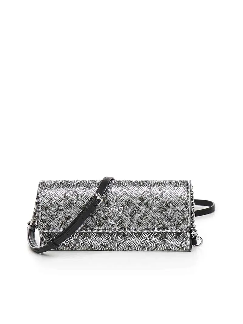 Portafoglio in pelle con strass Argento