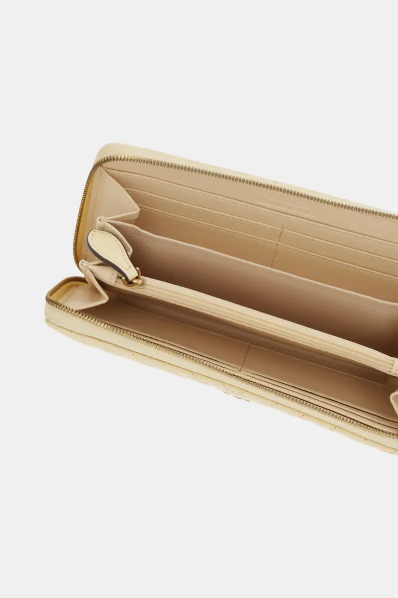 portafoglio in pelle donna colore arancione Beige miniatura 3