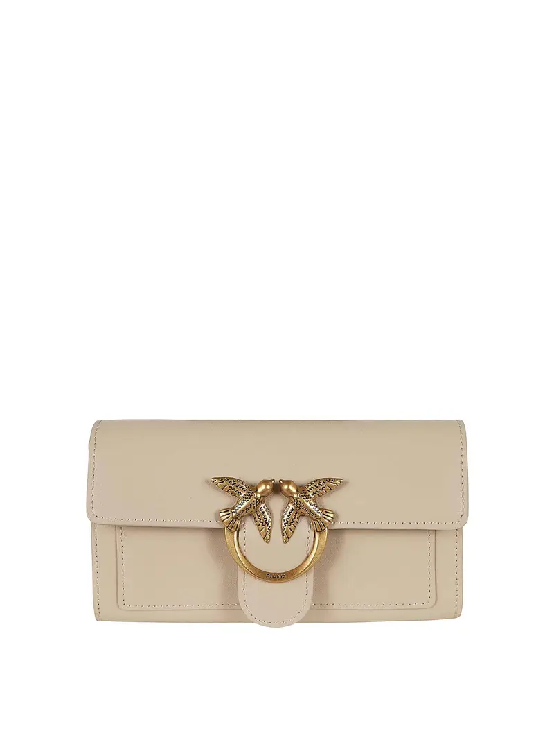 Portafoglio love bag in morbida mano Beige