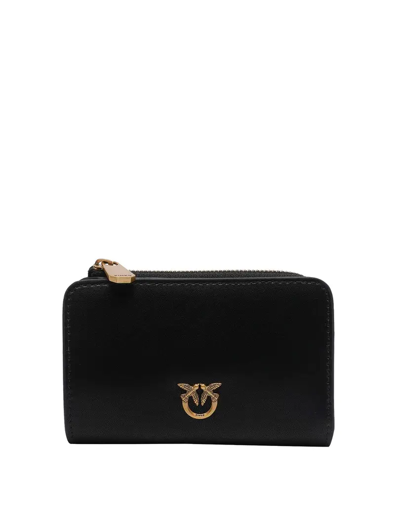 Portafoglio nero con uccellini Love