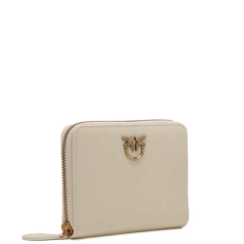 Pinko portafoglio quadrato love one classic in pelle avorio miniatura 2