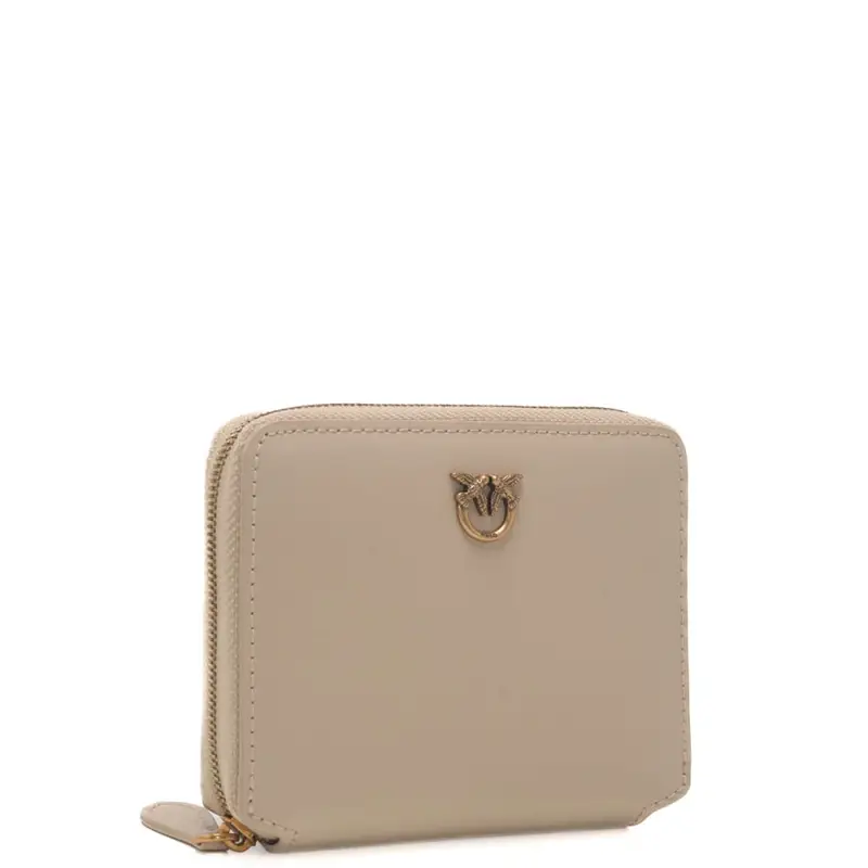 portafoglio quadrato love one classic in pelle beige grigio miniatura 2