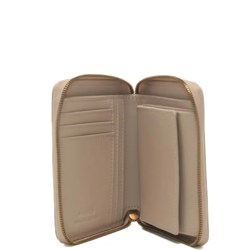 portafoglio quadrato love one classic in pelle beige grigio miniatura 3