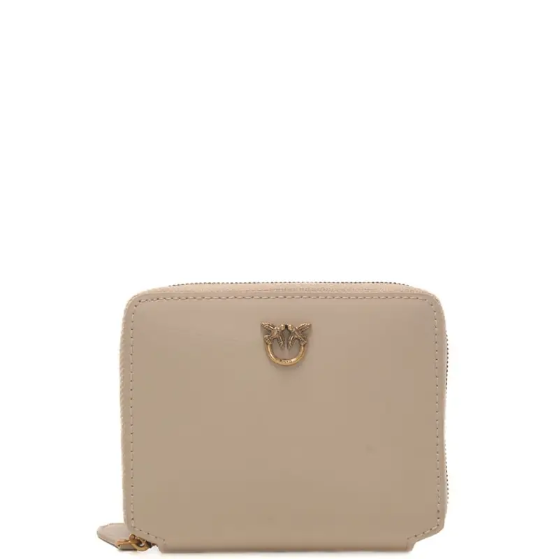portafoglio quadrato love one classic in pelle beige grigio