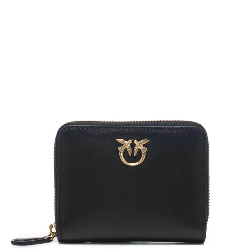 Pinko portafoglio quadrato love one classic in pelle nero