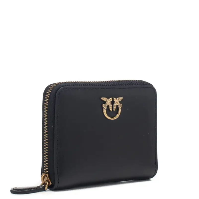 Pinko portafoglio quadrato love one classic in pelle nero miniatura 2